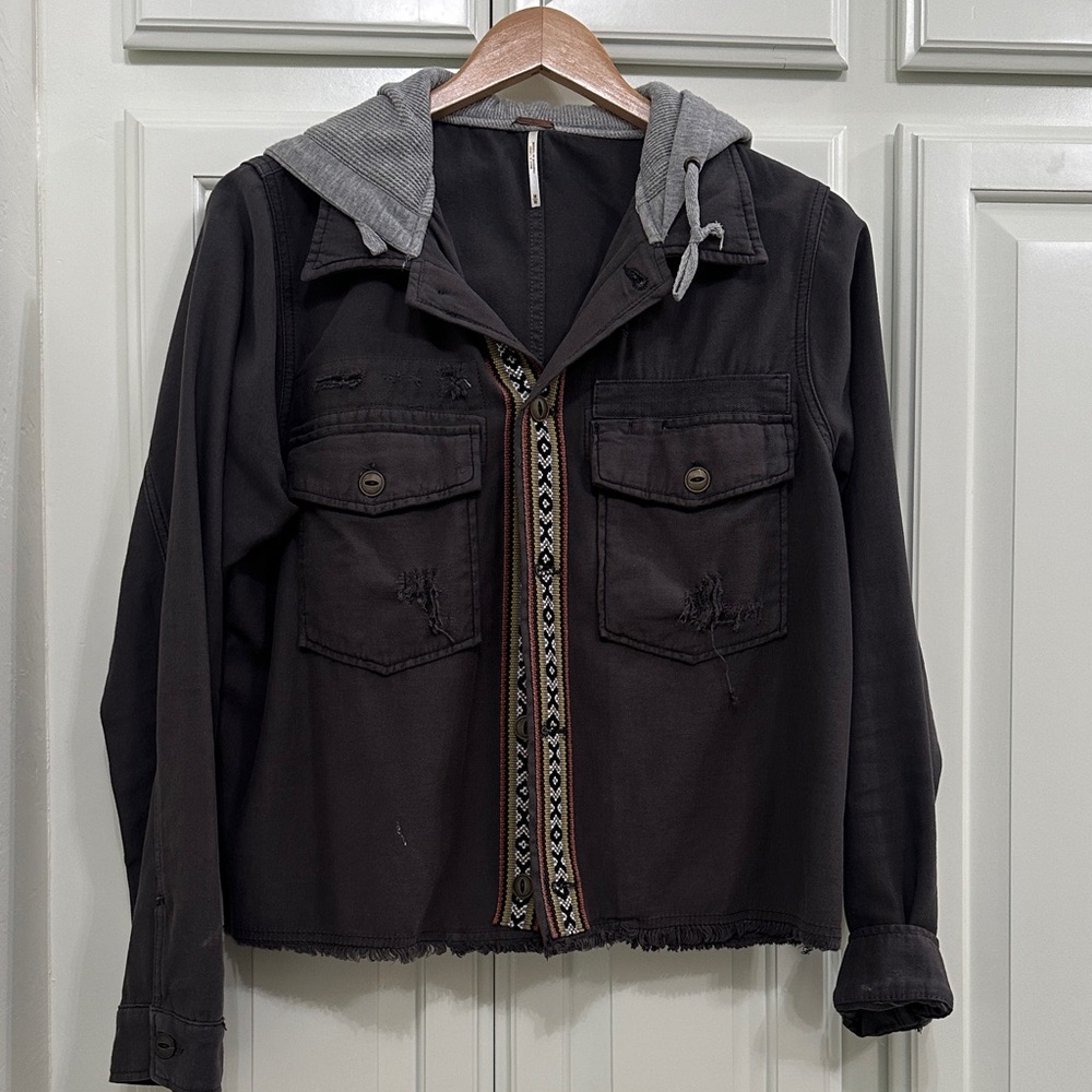 Free People Dark gray Jacket with Gray Hood